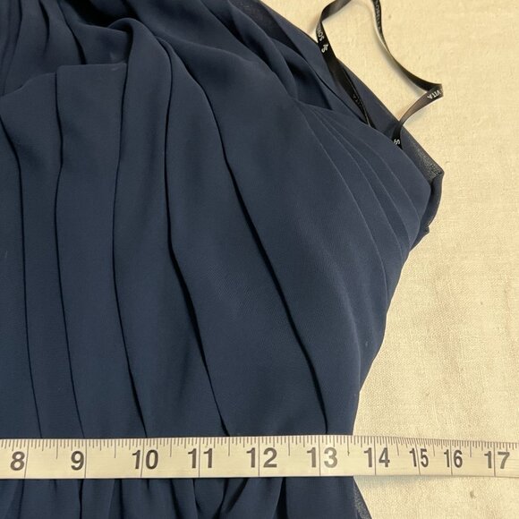 Sorella Vita Navy Chiffon Bridesmaid Dress Size 10 Pleated Halter Open Back Form - Picture 9 of 11